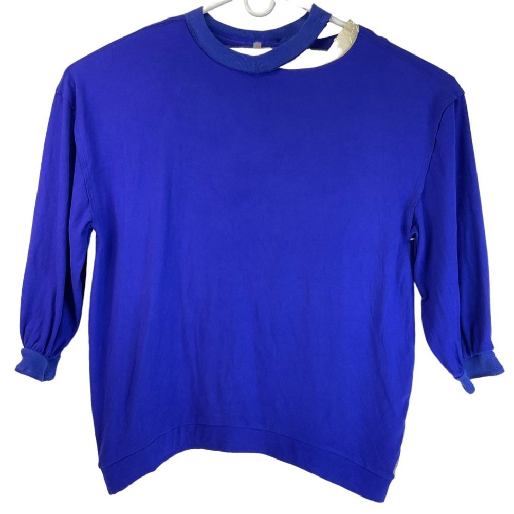 Free People Movement Reveal Sweatshirt Womens Size Medium Blue Oversized $98 Nwt - Picture 2 of 11